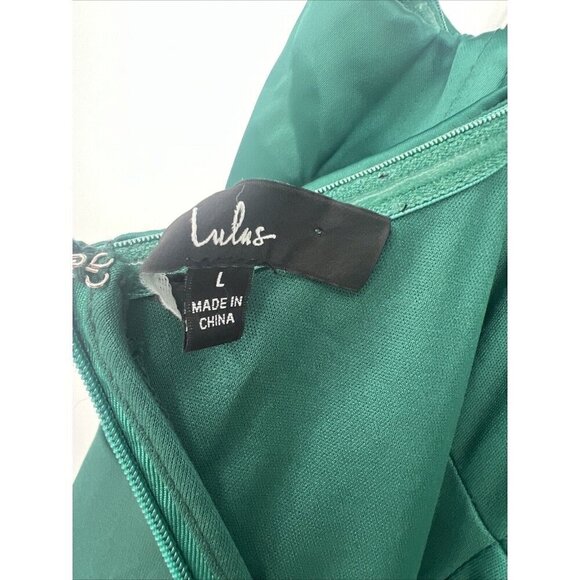 Lulus Womens Large Best Part of Me Green Satin Bustier Maxi Cocktail Dress Gown - Picture 6 of 9